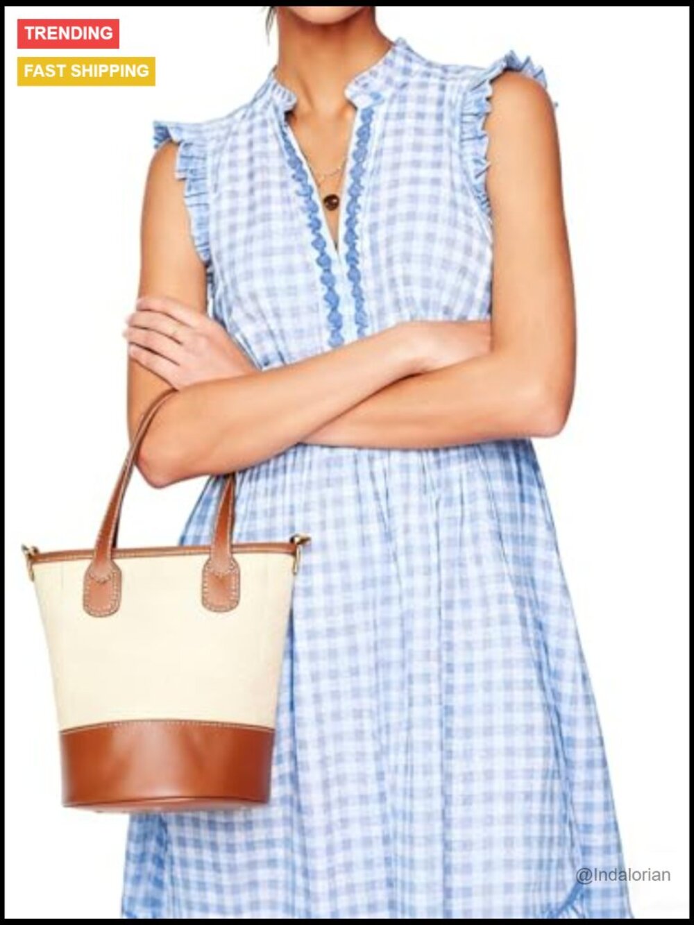 Women's Sleeveless Gingham Maxi Dress with Ruffle Trim Tiered A-Line Sundress - Picture 6 of 7